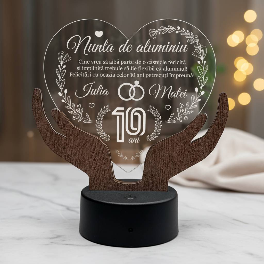 Cadou aniversare LED - Nunta de aluminiu 10 ani casatorie Cadou aniversare LED - Nunta de aluminiu 10 ani casatorie