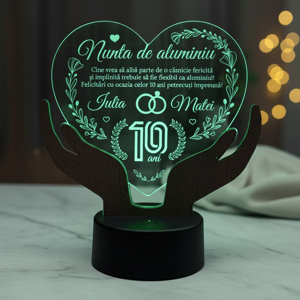 Cadou aniversare LED - Nunta de aluminiu 10 ani casatorie Cadou aniversare LED - Nunta de aluminiu 10 ani casatorie
