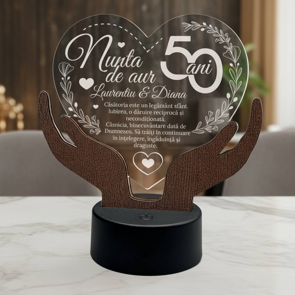 Cadou aniversare LED - Nunta de aur 50 ani casatorie Cadou aniversare LED - Nunta de aur 50 ani casatorie