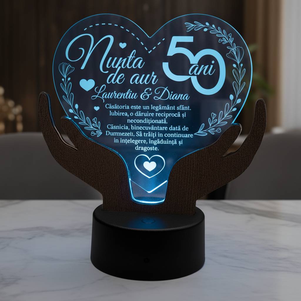 Cadou aniversare LED - Nunta de aur 50 ani casatorie Cadou aniversare LED - Nunta de aur 50 ani casatorie