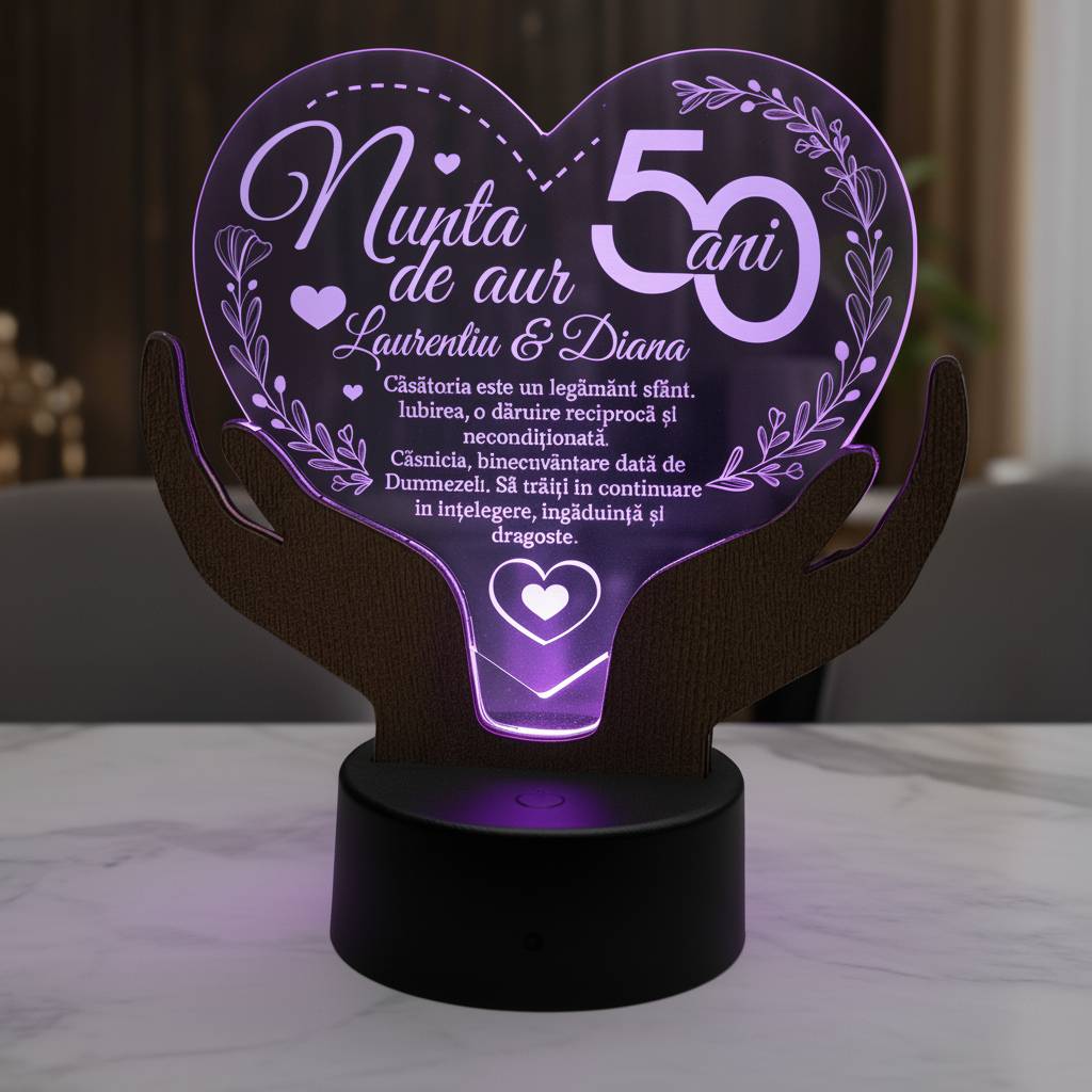 Cadou aniversare LED - Nunta de aur 50 ani casatorie Cadou aniversare LED - Nunta de aur 50 ani casatorie