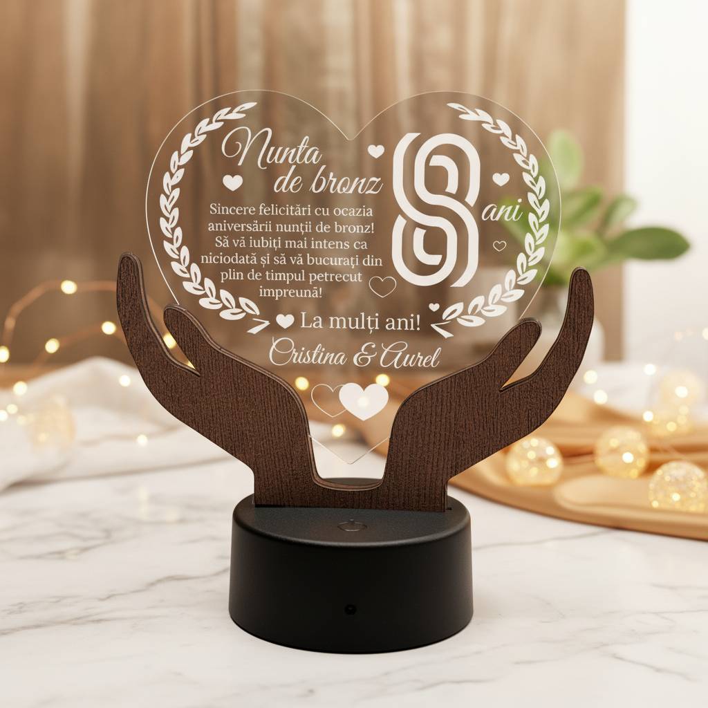 Cadou aniversare LED - Nunta de bronz 8 ani casatorie Cadou aniversare LED - Nunta de bronz 8 ani casatorie