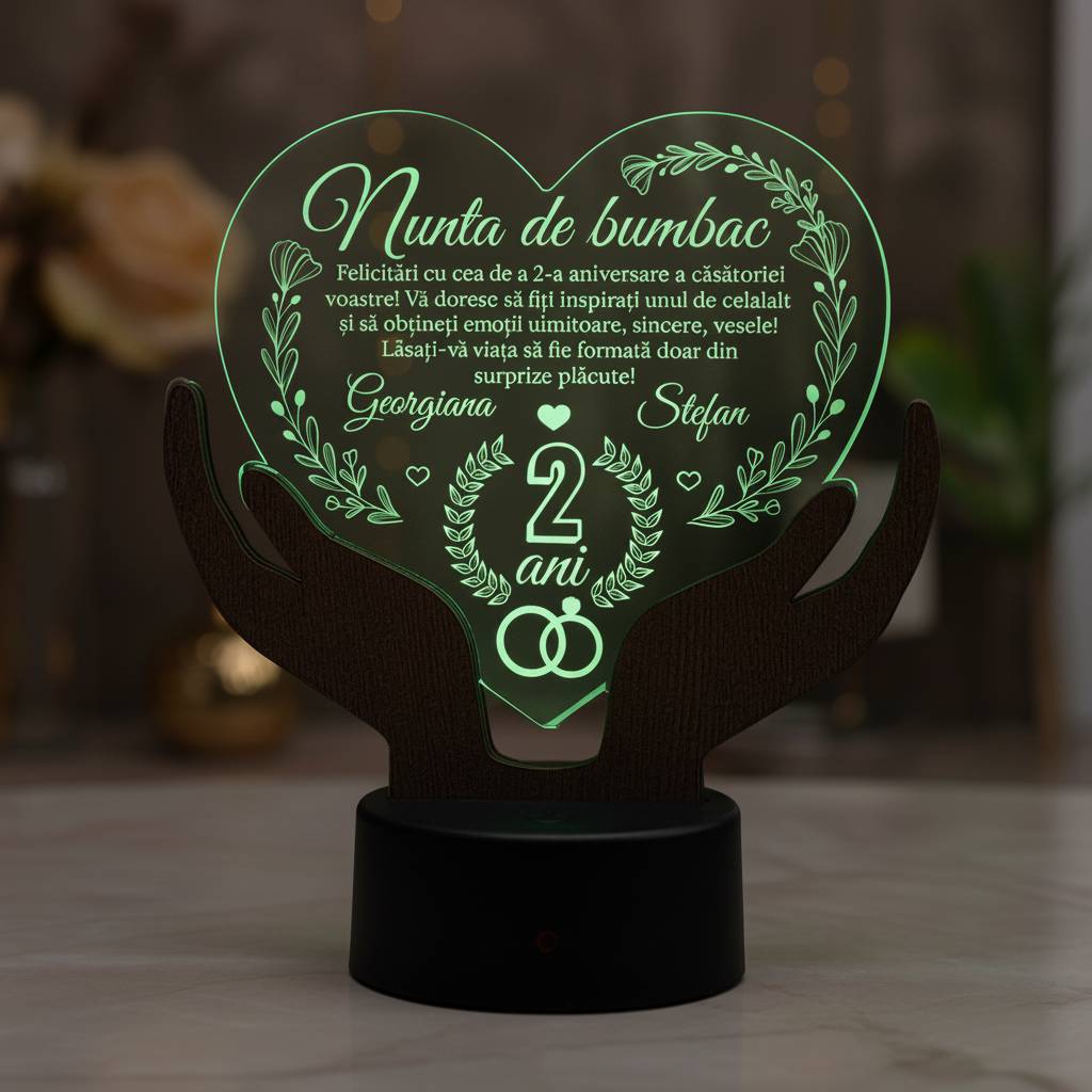 Cadou aniversare LED - Nunta de bumbac 2 ani casatorie Cadou aniversare LED - Nunta de bumbac 2 ani casatorie