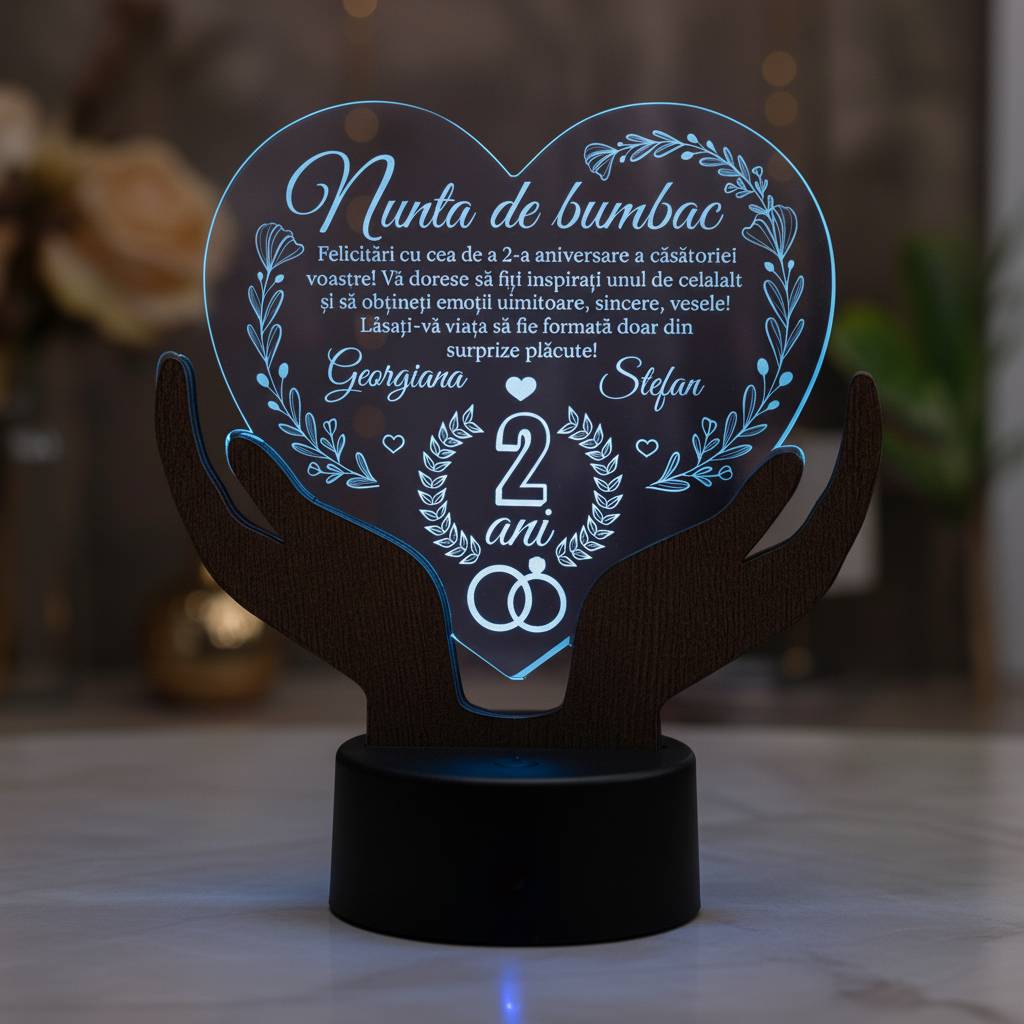 Cadou aniversare LED - Nunta de bumbac 2 ani casatorie Cadou aniversare LED - Nunta de bumbac 2 ani casatorie
