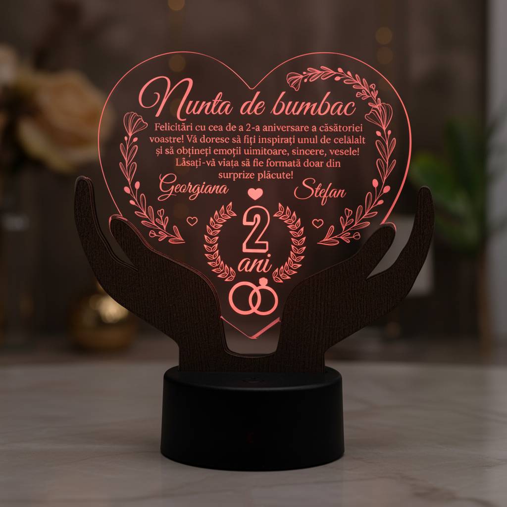 Cadou aniversare LED - Nunta de bumbac 2 ani casatorie Cadou aniversare LED - Nunta de bumbac 2 ani casatorie