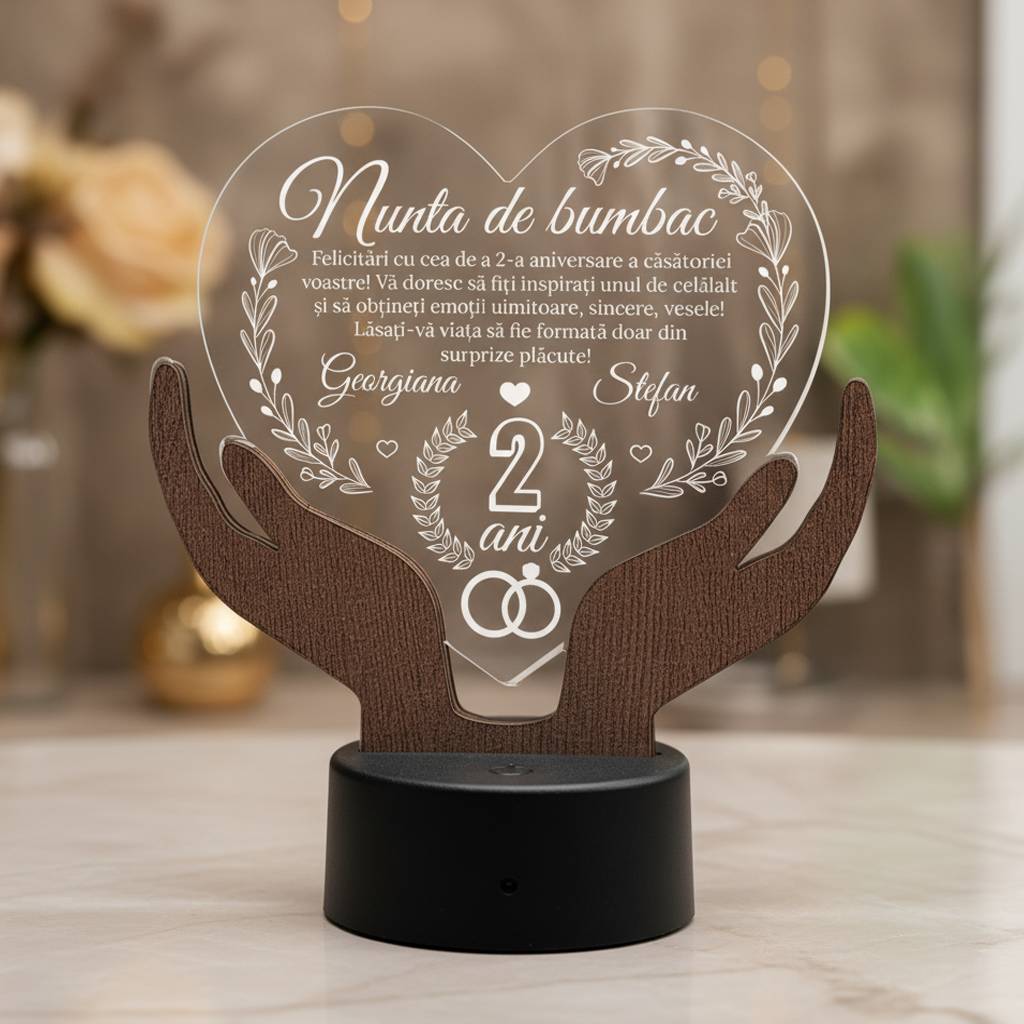 Cadou aniversare LED - Nunta de bumbac 2 ani casatorie Cadou aniversare LED - Nunta de bumbac 2 ani casatorie