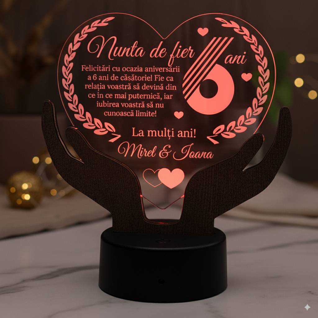 Cadou aniversare LED - Nunta de fier 6 ani casatorie Cadou aniversare LED - Nunta de fier 6 ani casatorie