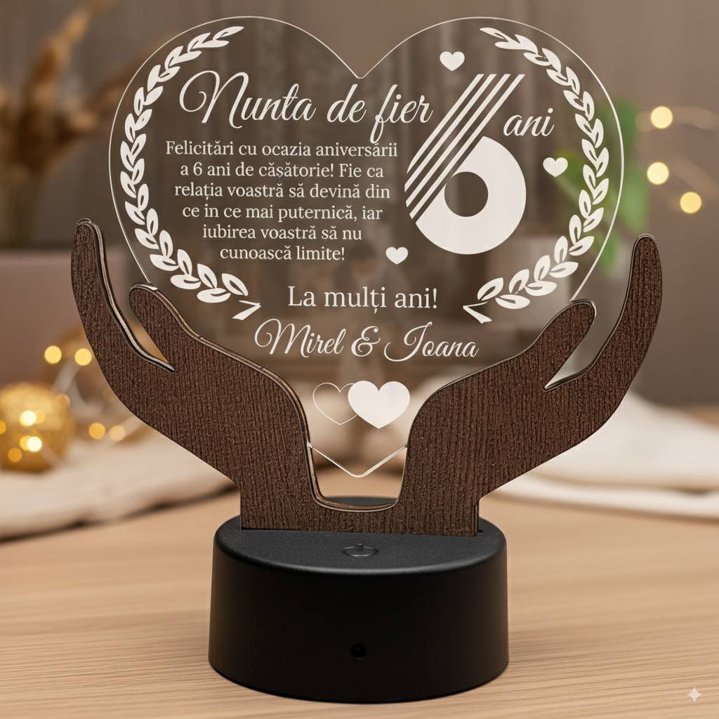 Cadou aniversare LED - Nunta de fier 6 ani casatorie Cadou aniversare LED - Nunta de fier 6 ani casatorie
