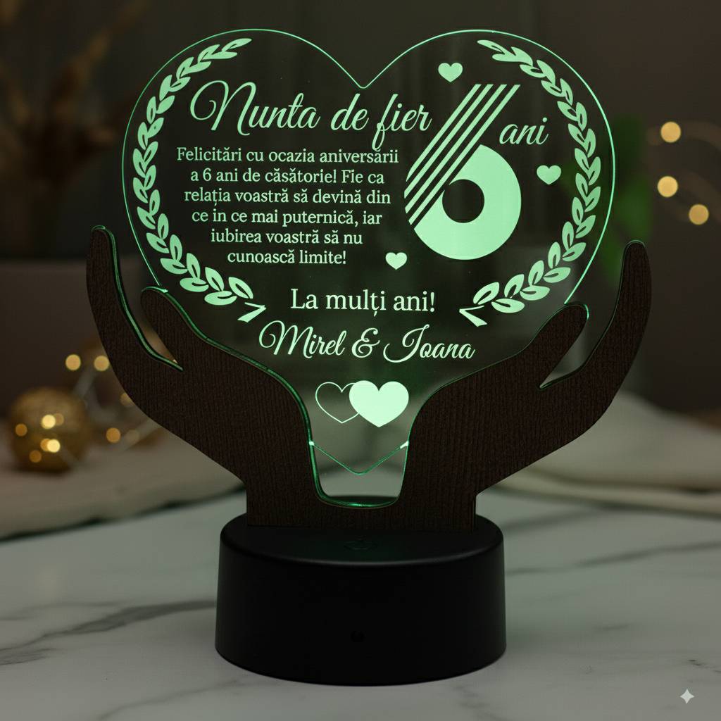 Cadou aniversare LED - Nunta de fier 6 ani casatorie Cadou aniversare LED - Nunta de fier 6 ani casatorie