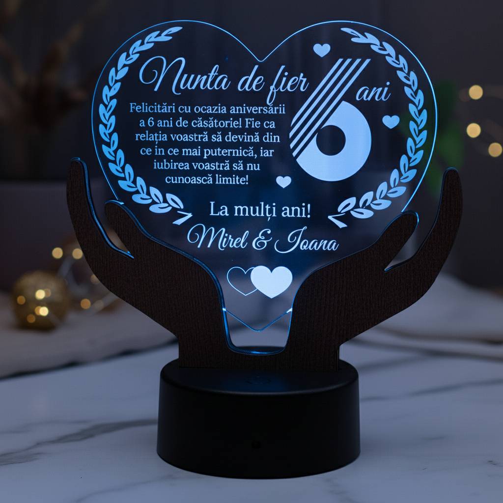 Cadou aniversare LED - Nunta de fier 6 ani casatorie Cadou aniversare LED - Nunta de fier 6 ani casatorie