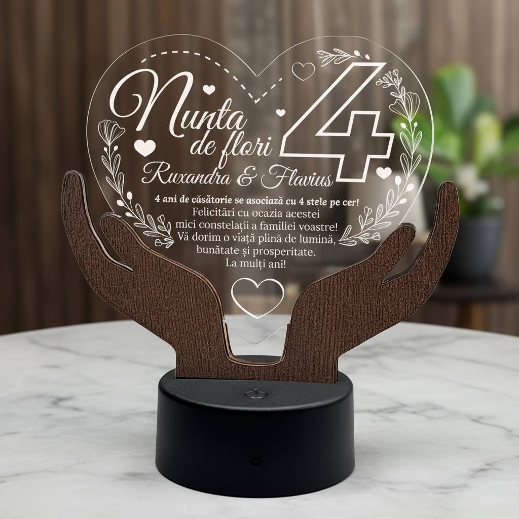 Cadou aniversare LED - Nunta de flori 4 ani casatorie Cadou aniversare LED - Nunta de flori 4 ani casatorie