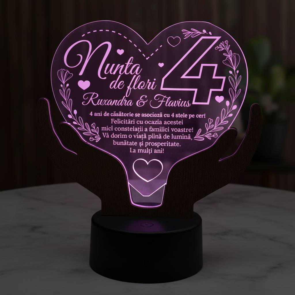 Cadou aniversare LED - Nunta de flori 4 ani casatorie Cadou aniversare LED - Nunta de flori 4 ani casatorie