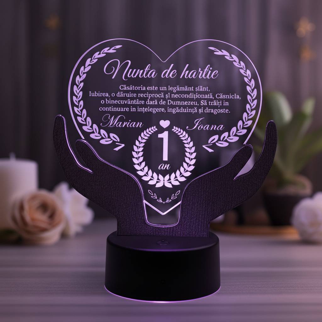 Cadou aniversare LED - Nunta de hartie 1 an casatorie Cadou aniversare LED - Nunta de hartie 1 an casatorie