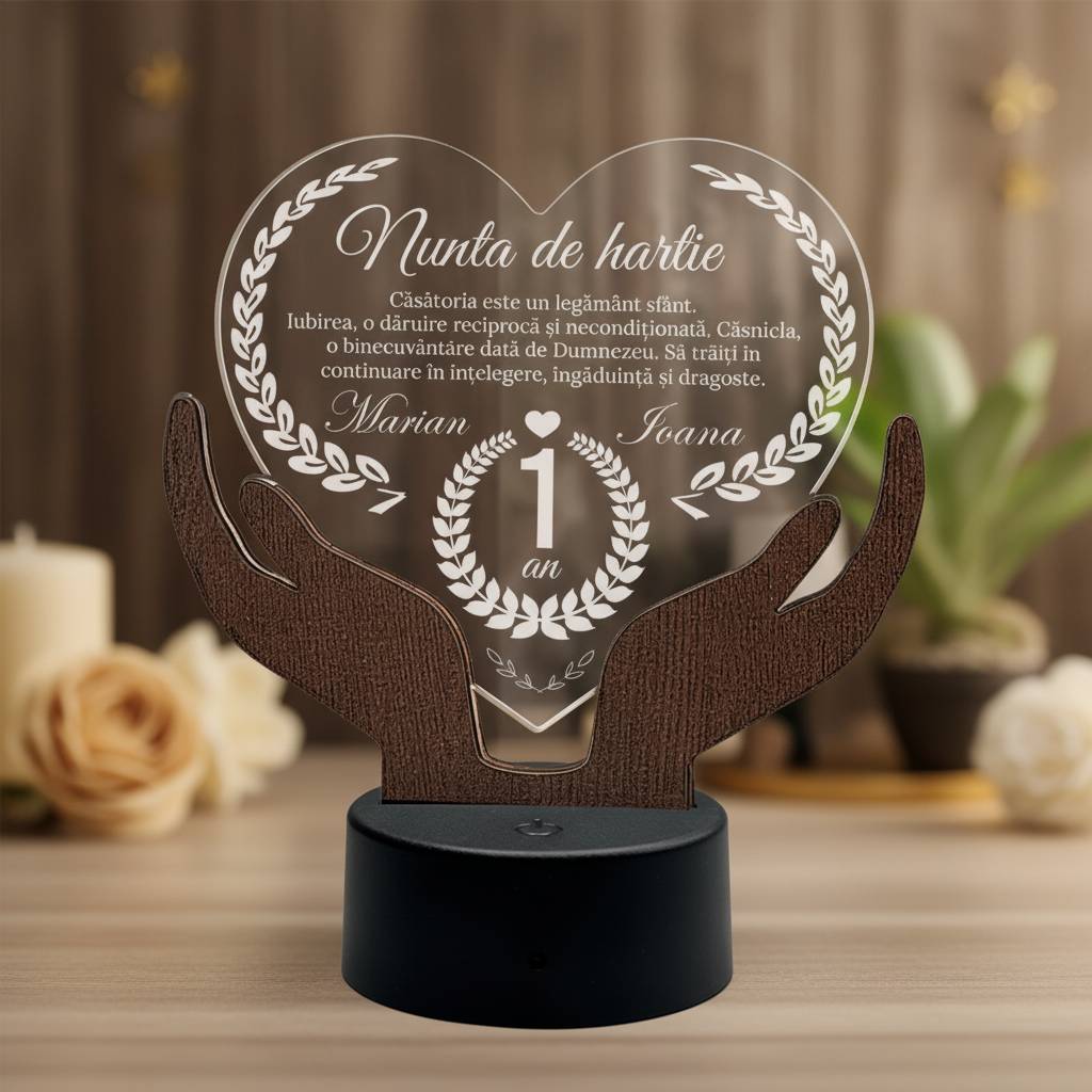Cadou aniversare LED - Nunta de hartie 1 an casatorie Cadou aniversare LED - Nunta de hartie 1 an casatorie