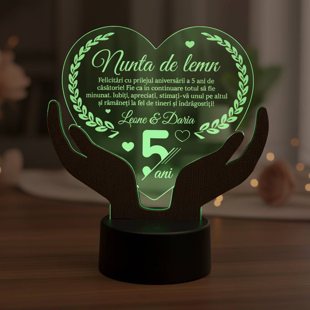 Cadou aniversare LED - Nunta de lemn 5 ani casatorie Cadou aniversare LED - Nunta de lemn 5 ani casatorie