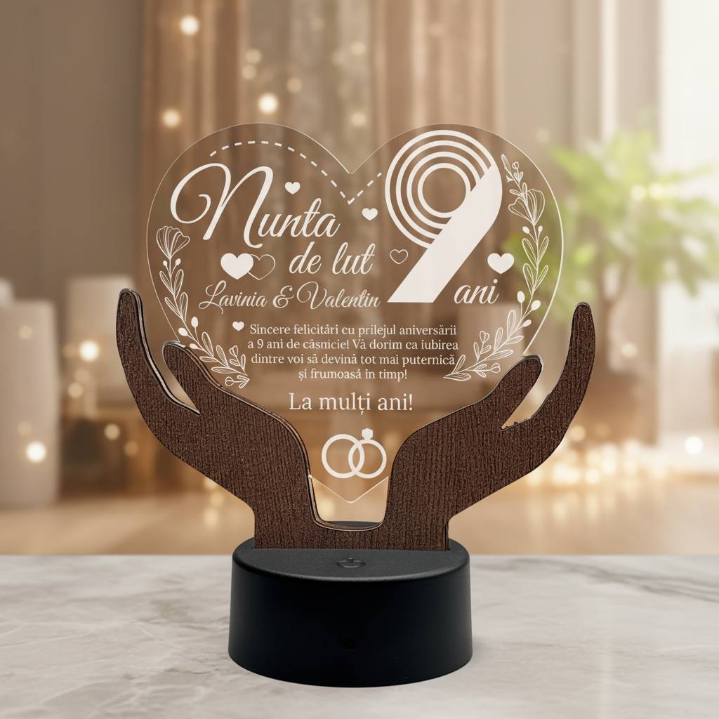 Cadou aniversare LED - Nunta de lut 9 ani casatorie Cadou aniversare LED - Nunta de lut 9 ani casatorie