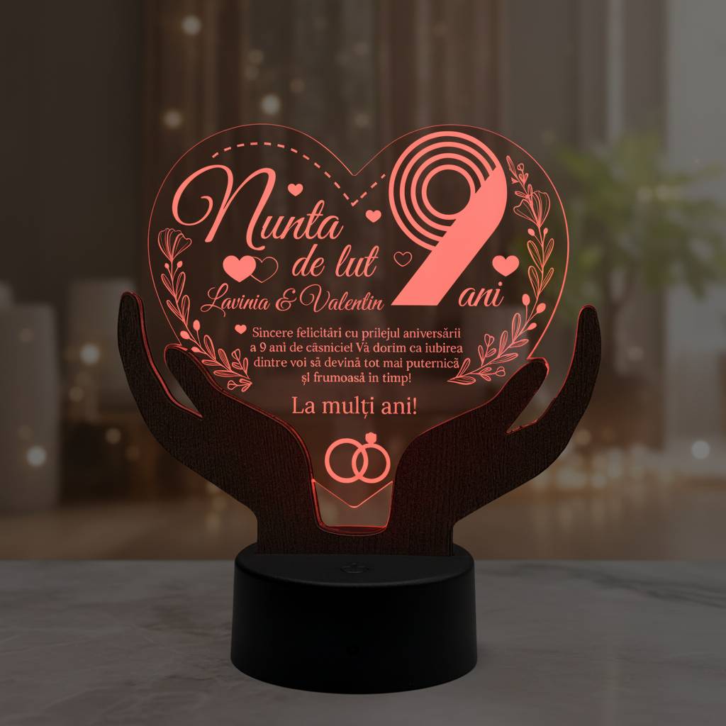 Cadou aniversare LED - Nunta de lut 9 ani casatorie Cadou aniversare LED - Nunta de lut 9 ani casatorie