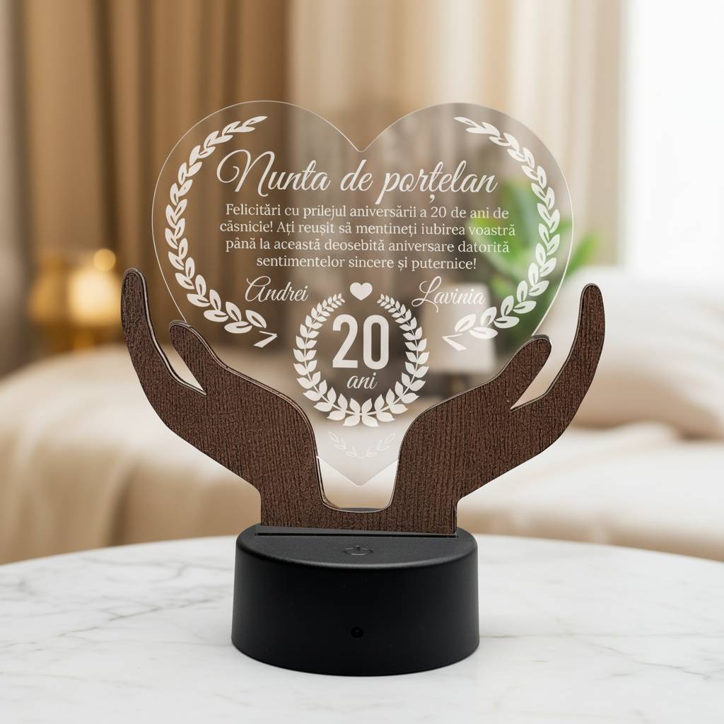 Cadou aniversare LED - Nunta de portelan 20 ani casatorie Cadou aniversare LED - Nunta de portelan 20 ani casatorie