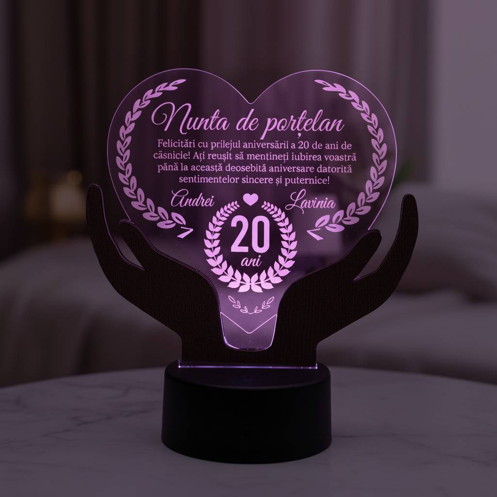 Cadou aniversare LED - Nunta de portelan 20 ani casatorie Cadou aniversare LED - Nunta de portelan 20 ani casatorie