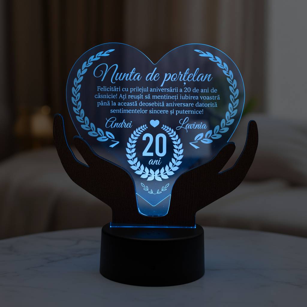 Cadou aniversare LED - Nunta de portelan 20 ani casatorie Cadou aniversare LED - Nunta de portelan 20 ani casatorie