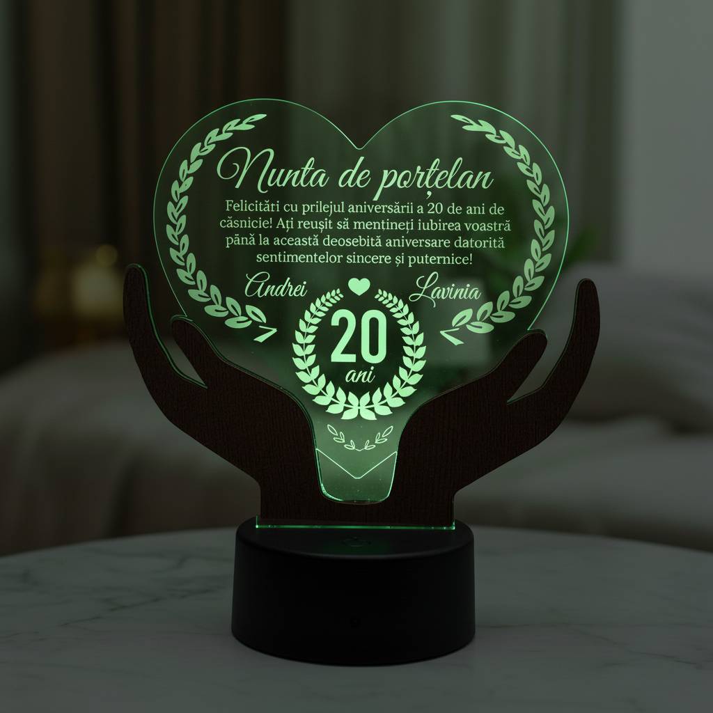Cadou aniversare LED - Nunta de portelan 20 ani casatorie Cadou aniversare LED - Nunta de portelan 20 ani casatorie