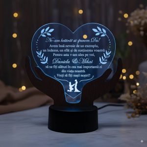 Cadou personalizat LED –  Trofeu Inima casatorie