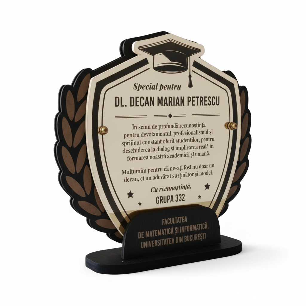 Trofeu Personalizat - Cadou de Recunoștință pentru Decan Trofeu Personalizat - Cadou de Recunoștință pentru Decan