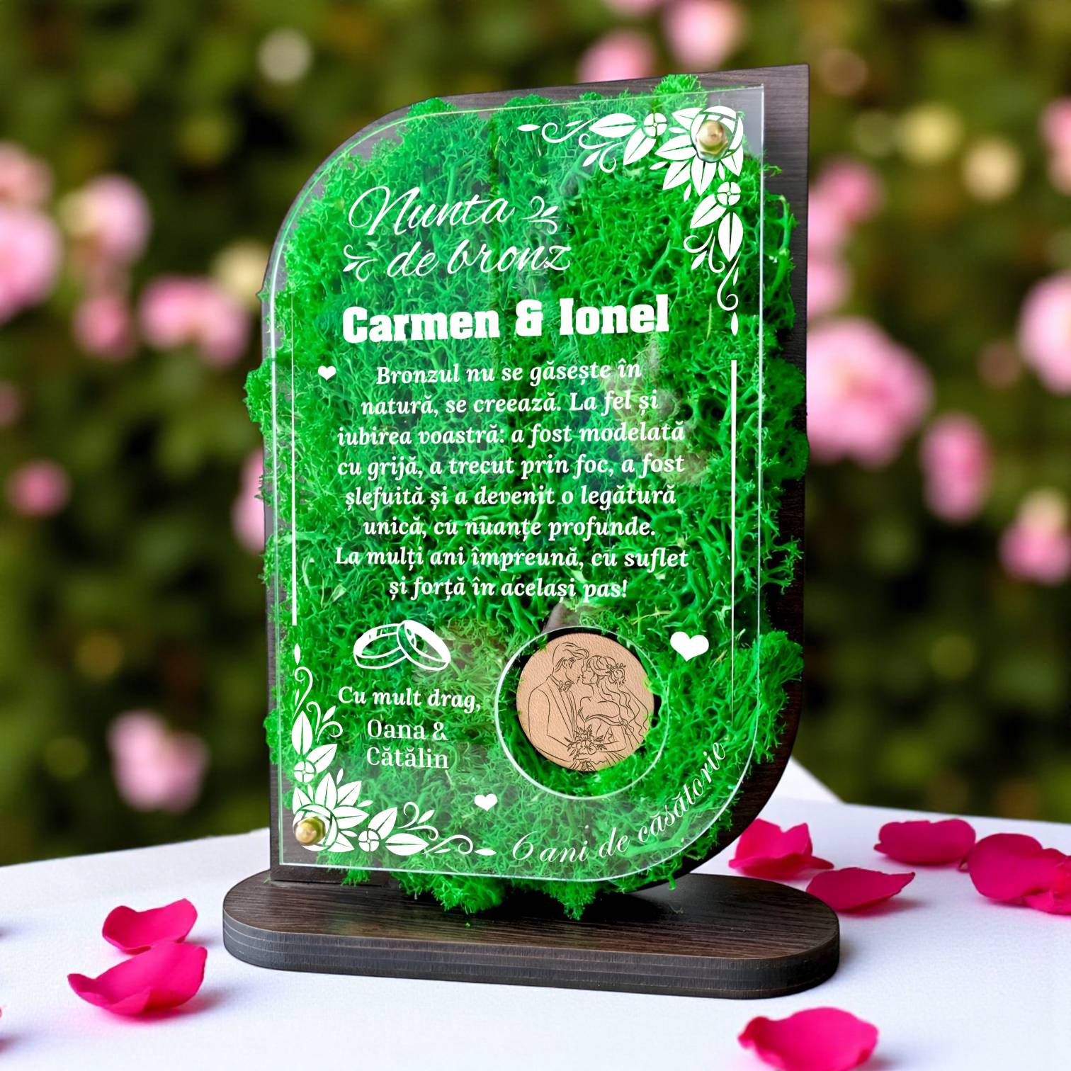 Trofeu Personalizat cu Licheni – Nunta de bronz