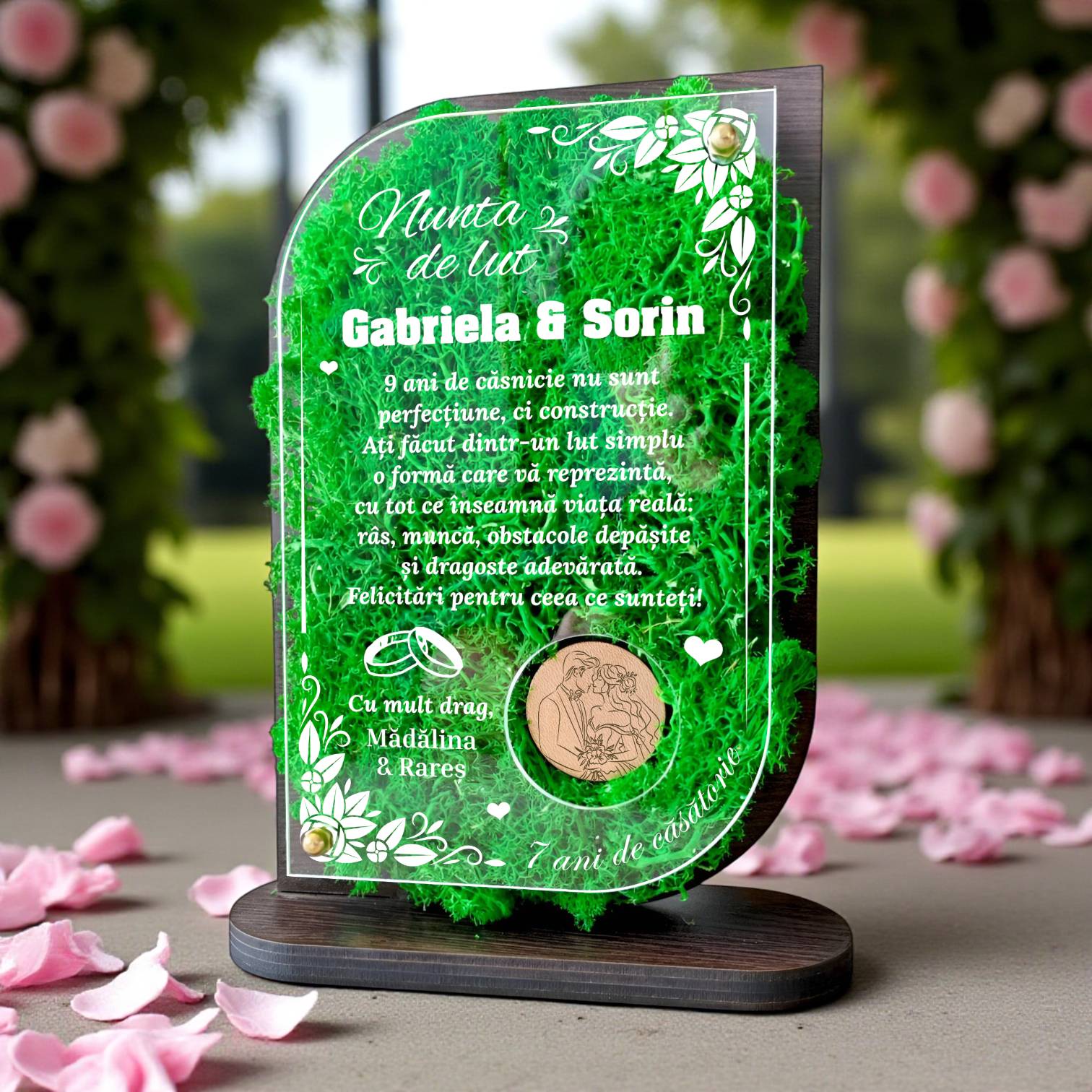 Trofeu Personalizat cu Licheni – Nunta de cupru