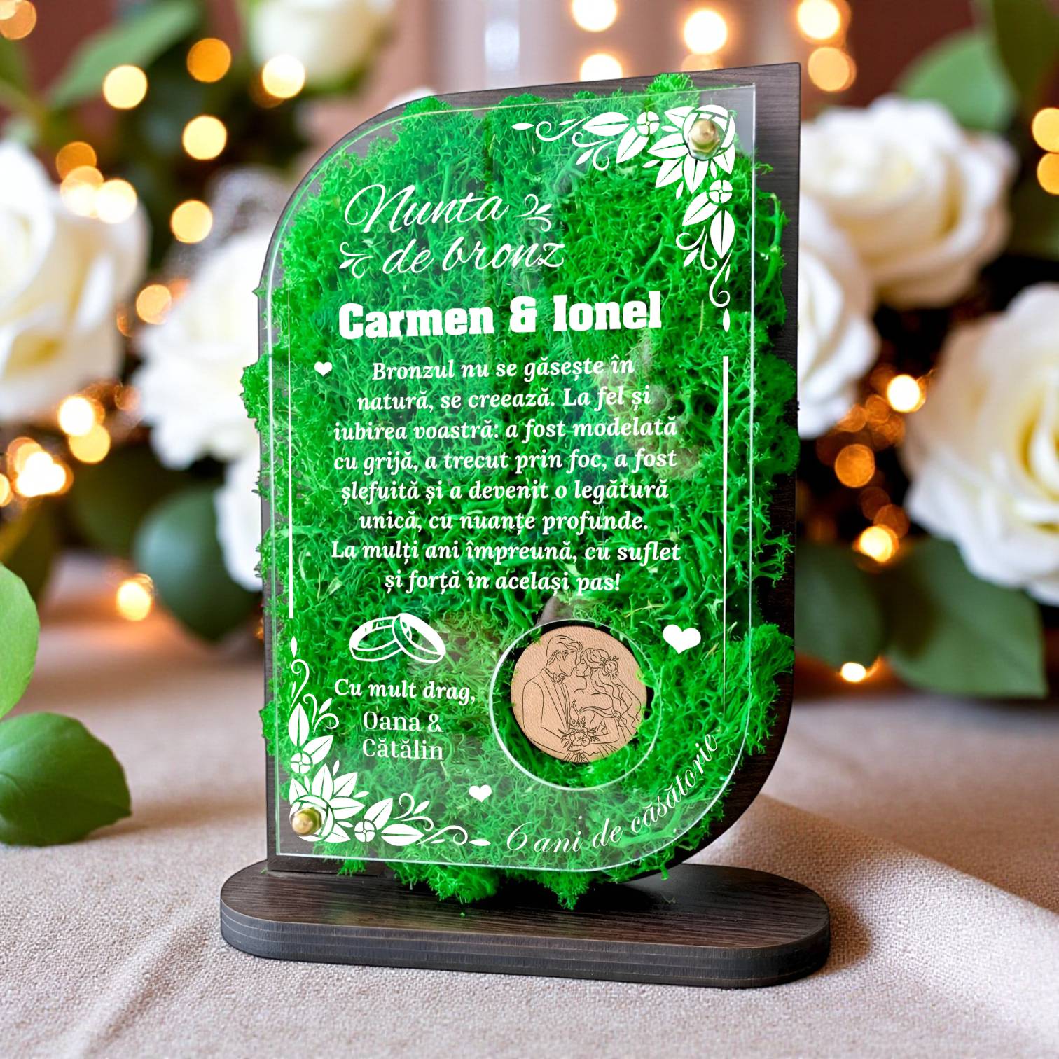 Trofeu Personalizat cu Licheni – Nunta de dantela