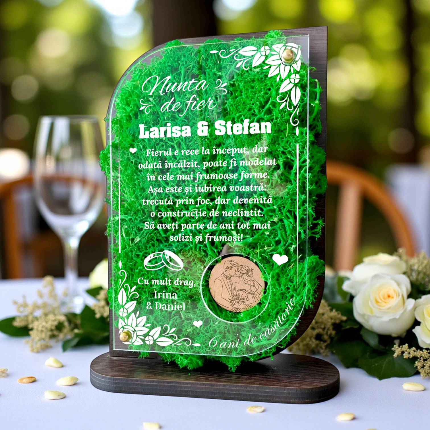 Trofeu Personalizat cu Licheni – Nunta de fier