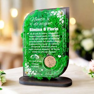 Trofeu Personalizat cu Licheni – Aniversare de Argint