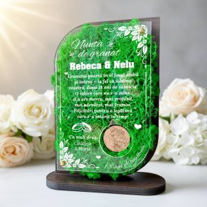 Trofeu Personalizat cu Licheni – Aniversare Nunta de granat