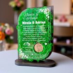 Trofeu Personalizat cu Licheni – Aniversare Nunta de Lemn