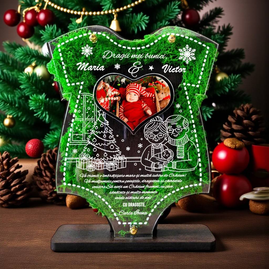 Trofeu cu licheni decorativi de Craciun – Dragii mei bunici