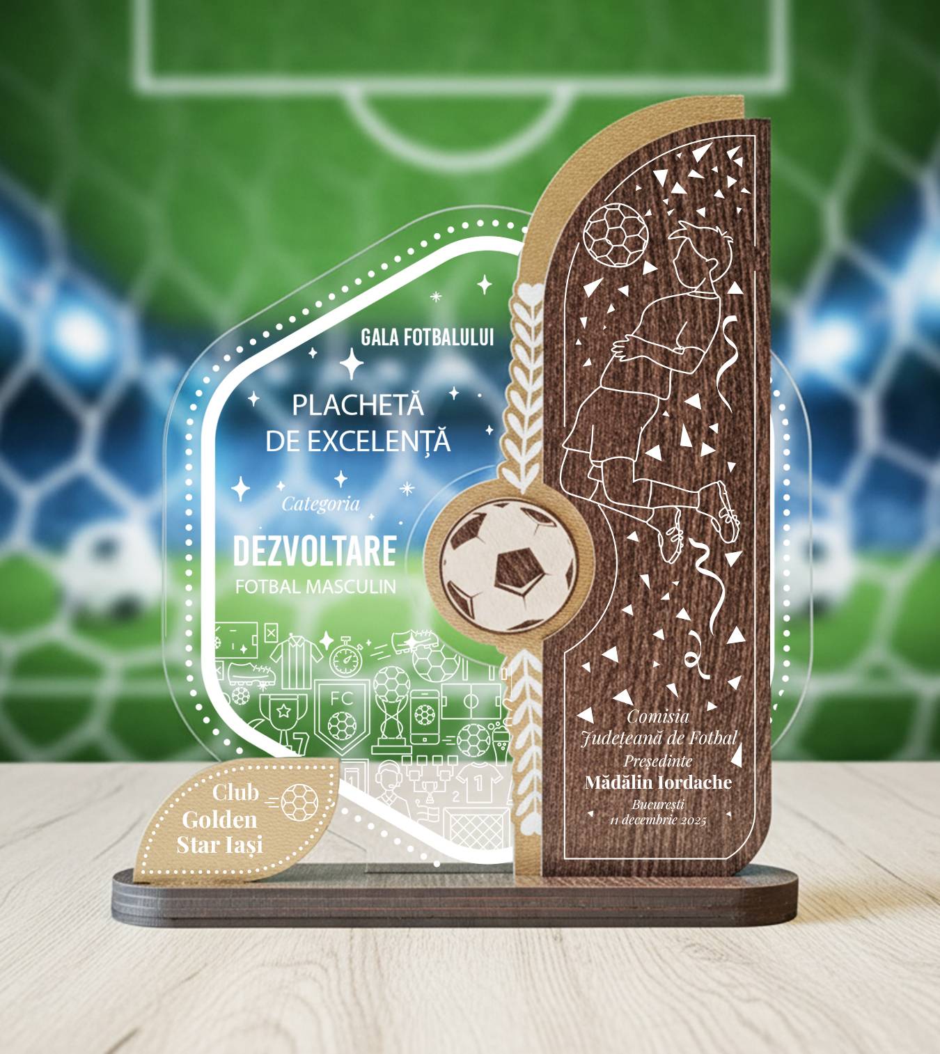 Placheta personalizata Excelenta in fotbal – masculin