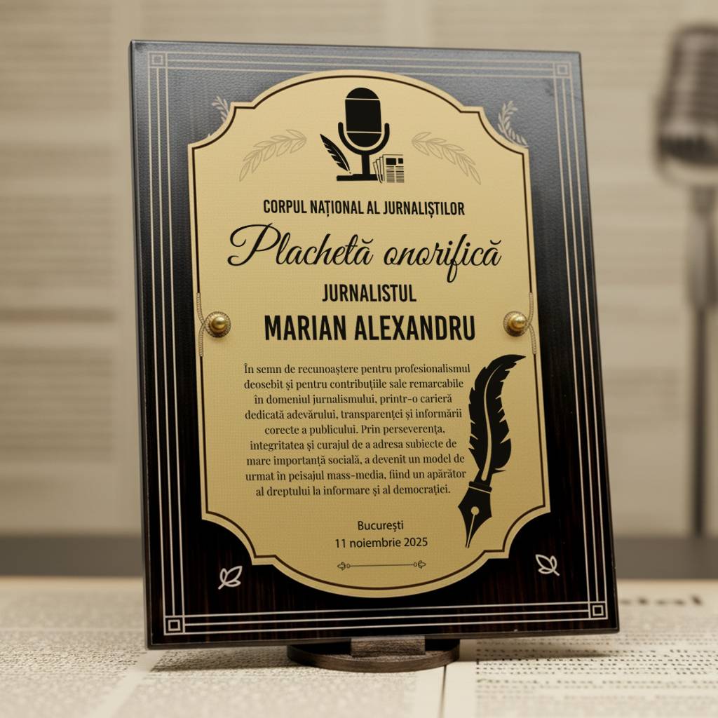 Plachetă onorifică pentru jurnalist