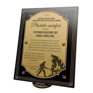 Plachetă onorifică pentru pompier