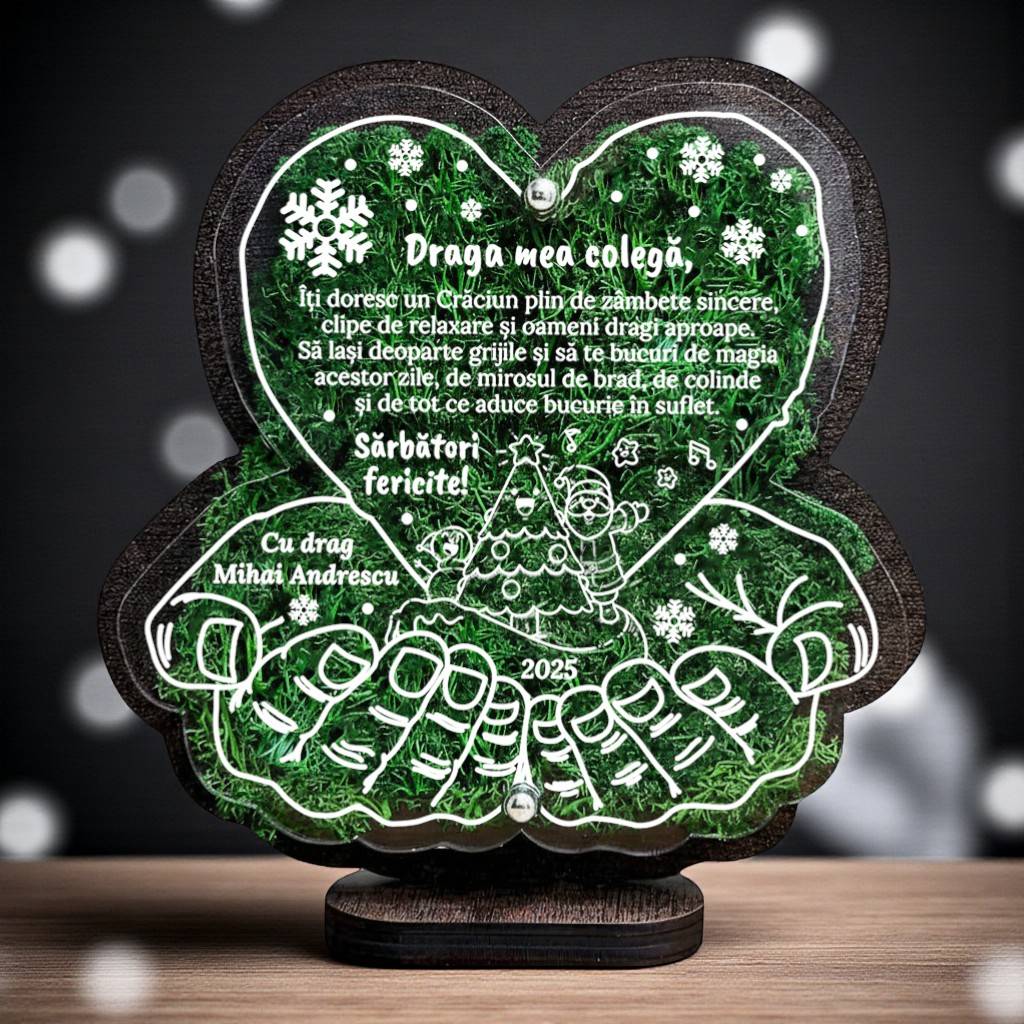 Trofeu personalizat cu licheni de Crăciun – Pentru colegă