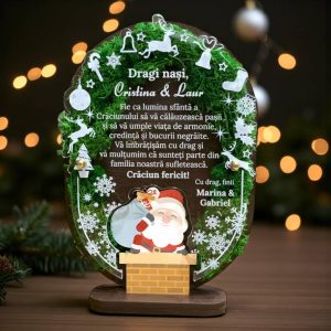 Trofeu personalizat cu licheni - Cadou de Crăciun pentru nași