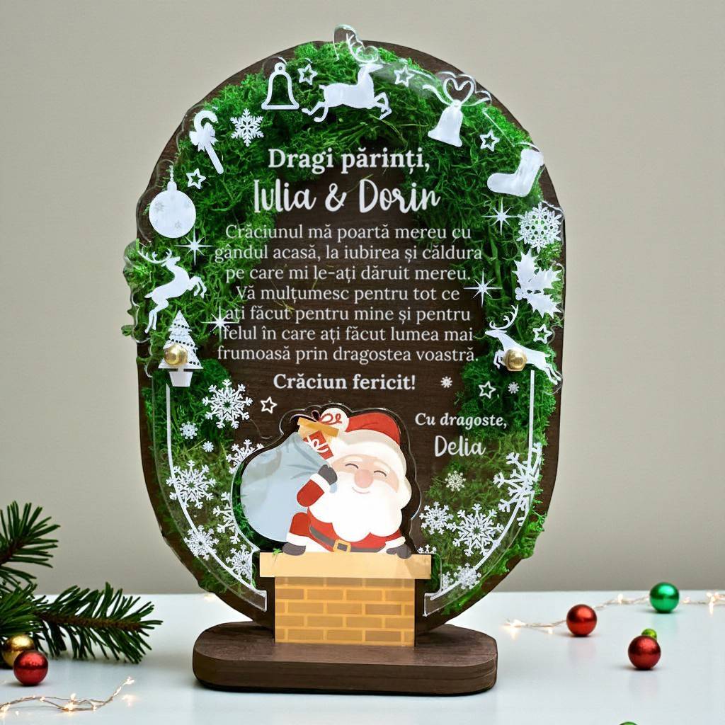 Trofeu personalizat cu licheni de Crăciun – Pentru părinți