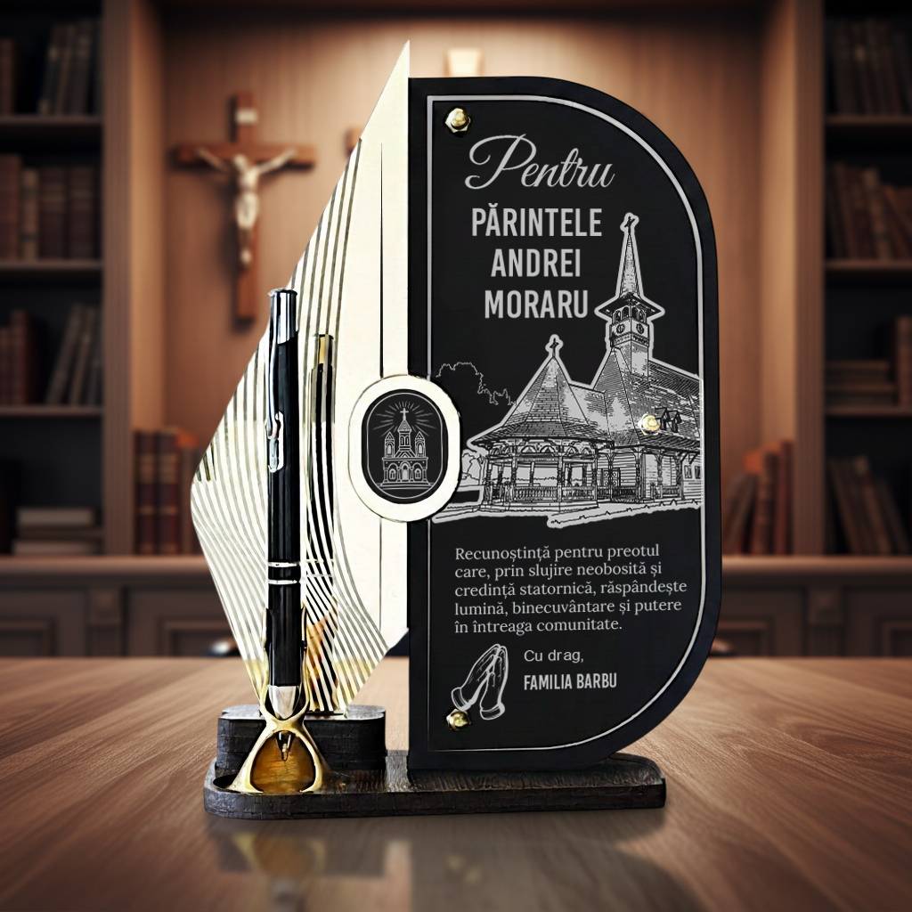Trofeu personalizat cu pix – Cel Mai Bun Preot