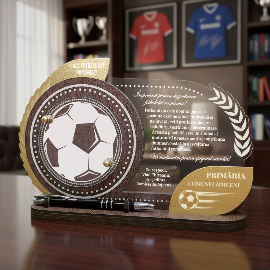 Trofeu personalizat cu pix pentru Parteneriat Eveniment – Recunoștință