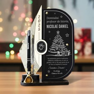 Trofeu personalizat cu pix pentru profesor de Craciun