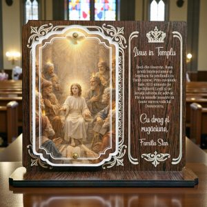 Trofeu Crestin Personalizat – Iisus in Templu – Cadou Religios Unic