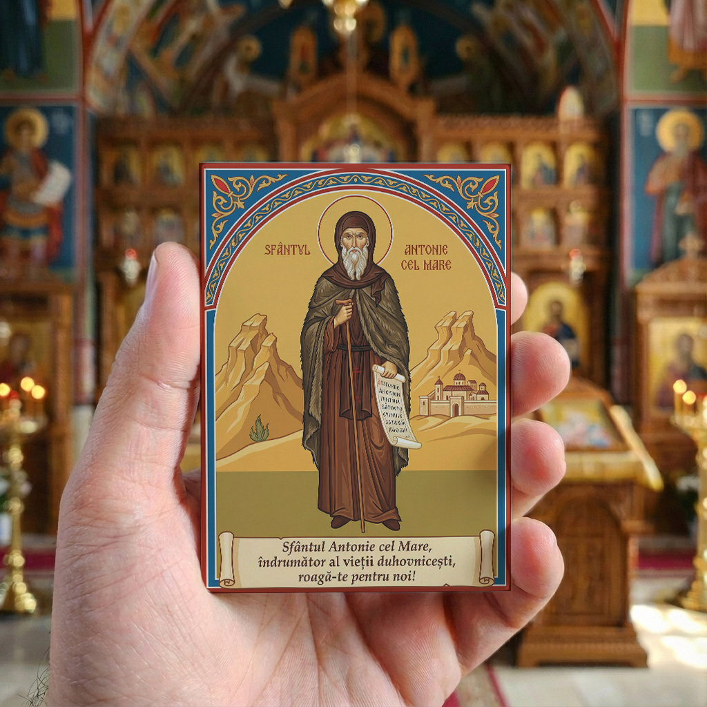 Magnet din lemn – Sfântul Antonie cel Mare