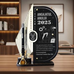 Trofeu personalizat cu pix pentru angajatul anului