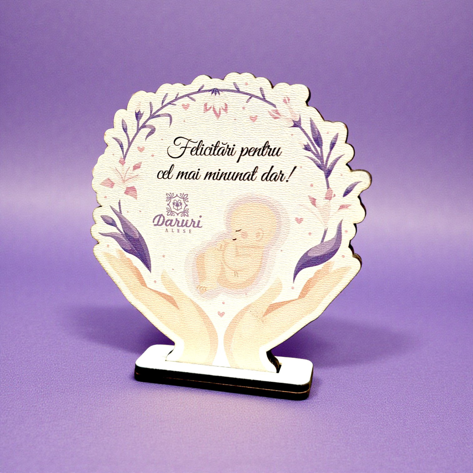 Mărturie botez personalizată din lemn – Felicitări pentru cel mai minunat dar