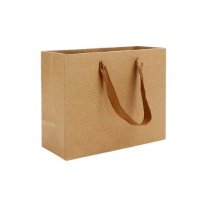 Pungă kraft dreptunghiulară cu mâner textil