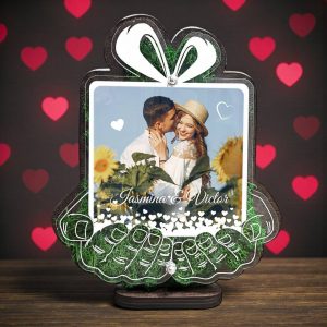 Trofeu personalizat cu licheni – Cadou romantic cu nume si fotografie